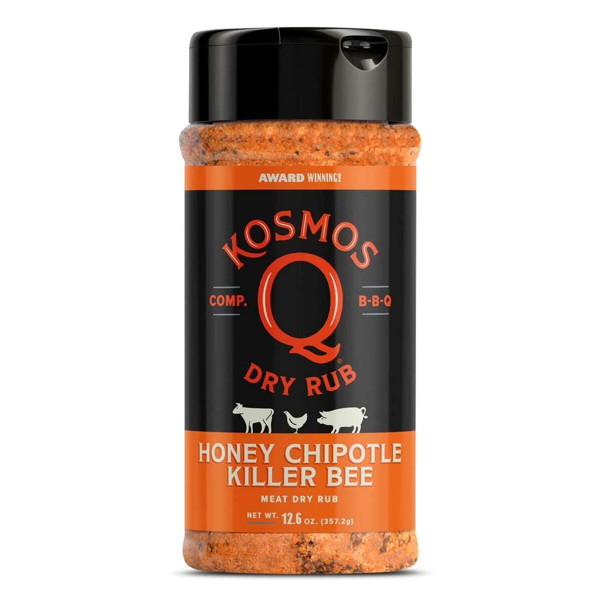 Kosmo's Q Barbecue Rubs Shaker Bottle Spicy Killer Bee Chipotle Honey Rub