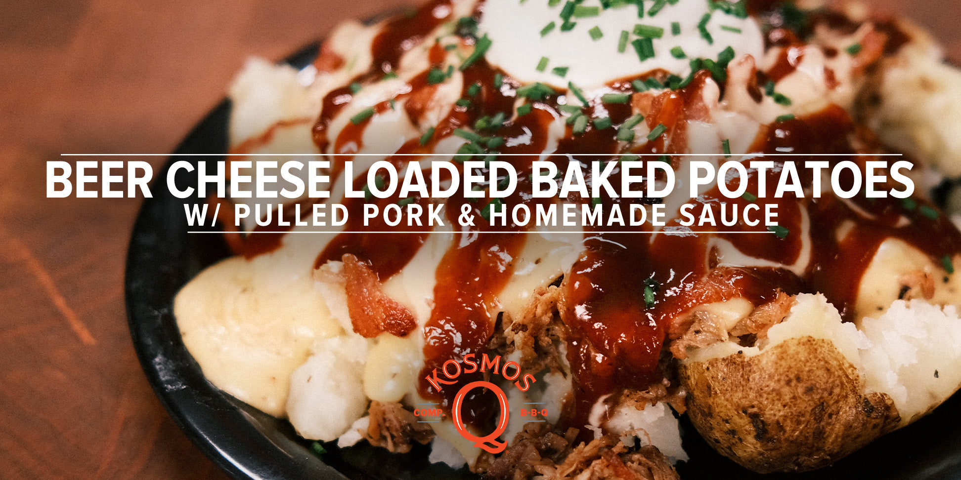 Beer Cheese Loaded Baked Potatoes with Pulled Pork & Homemade Sauce