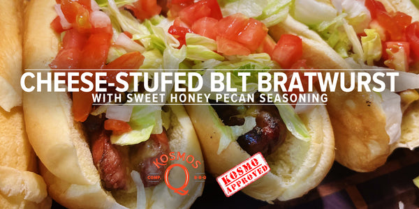 Cheese Stuffed BLT Bratwurst Recipe | Quick &amp; Delicious - Kosmos Q BBQ Products &amp; Supplies