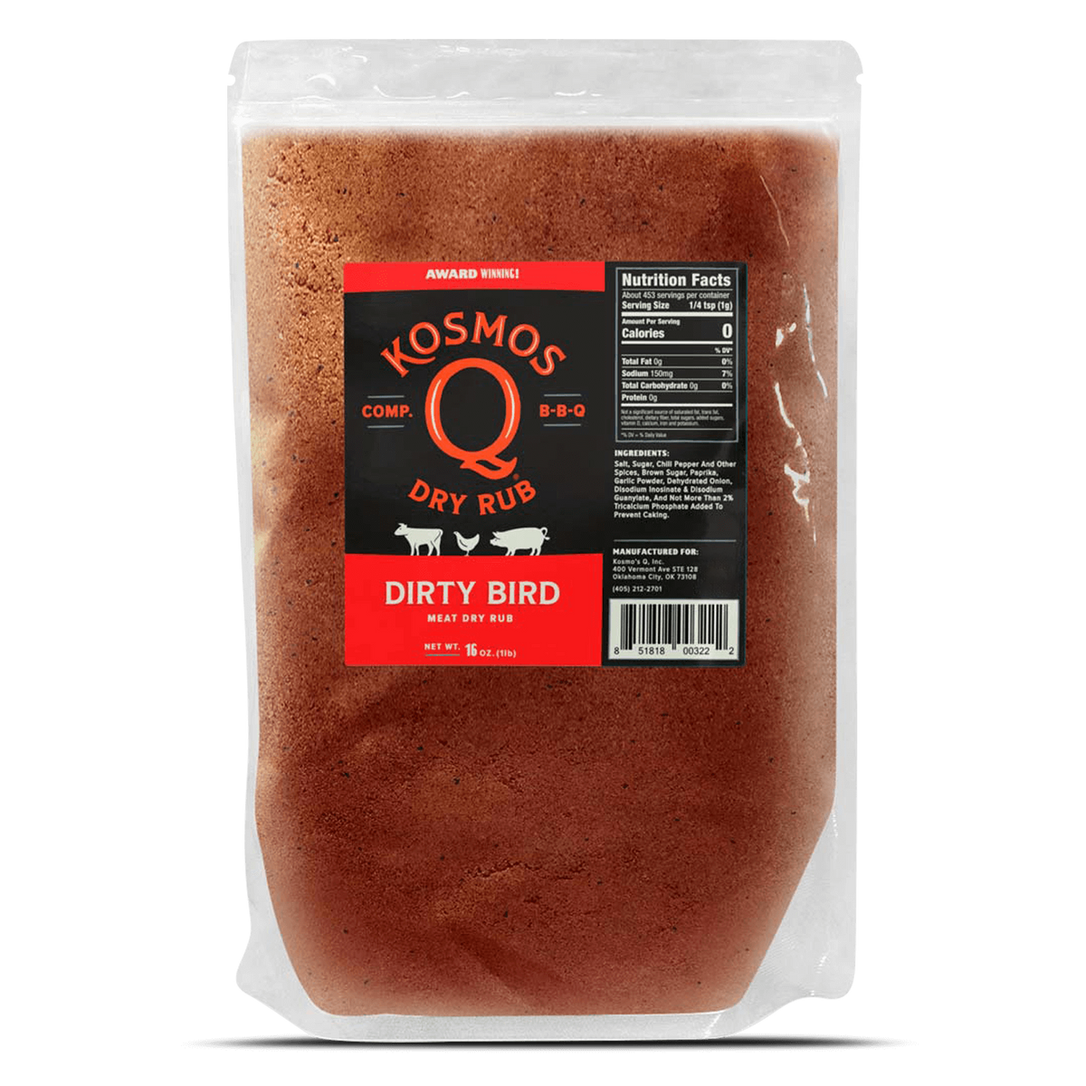 Kosmo&#39;s Q Barbecue Rubs 1 Lb Bag Dirty Bird Rub
