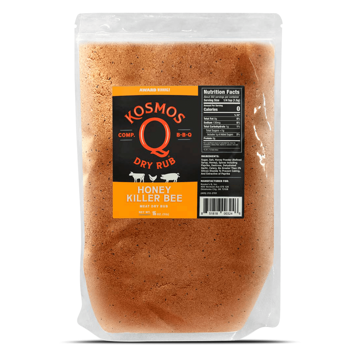 Kosmo&#39;s Q Barbecue Rubs 1 Lb Bag Killer Bee Honey Rub