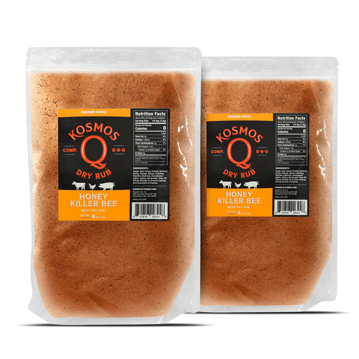 Kosmo&#39;s Q Barbecue Rubs 2 Lb Bag Killer Bee Honey Rub