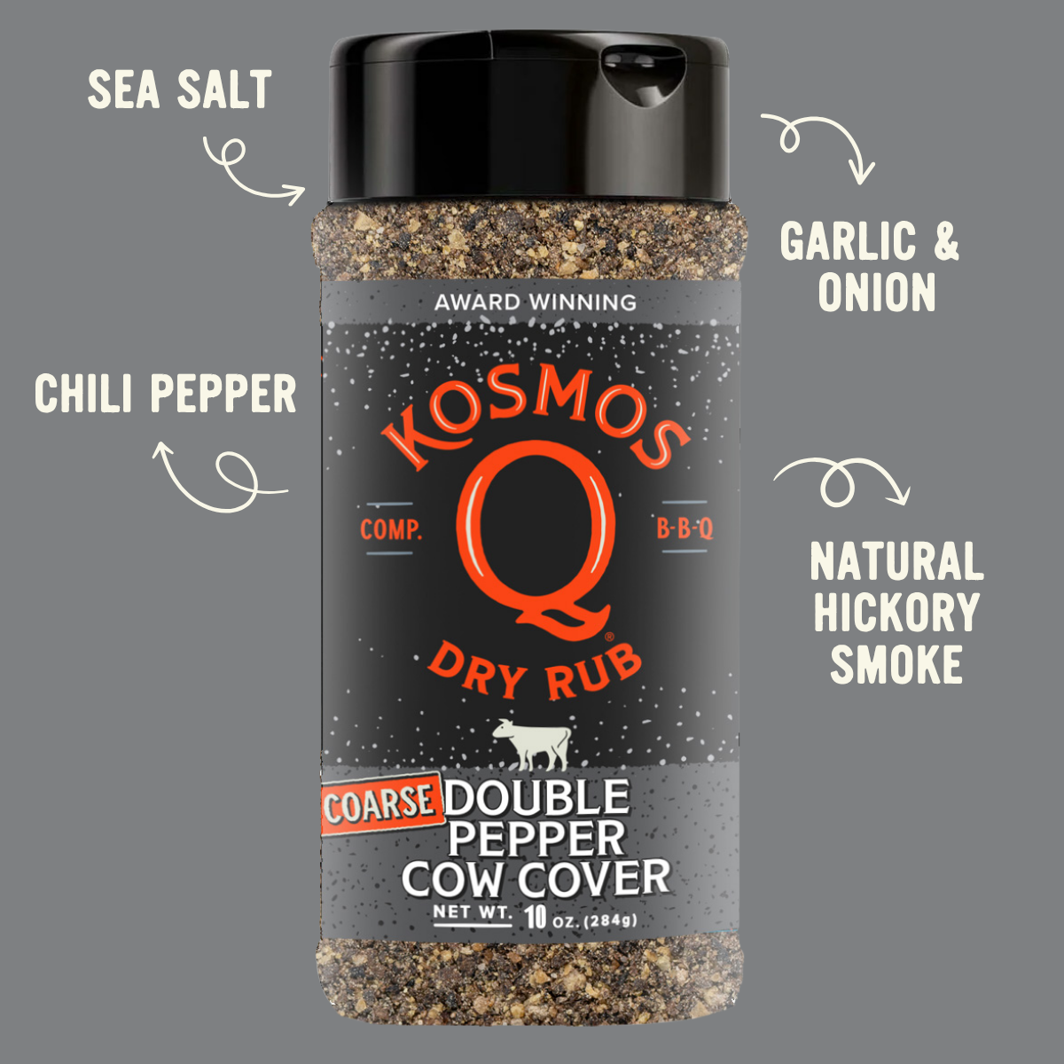 Kosmo's Q Barbecue Rubs Double Pepper Coarse Cow Cover Rub