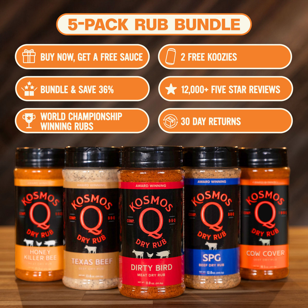 Kosmo&#39;s Q Barbecue Rubs Kosmos Q Classic Rubs - 5 Pack Combo + FREE GIFTS!