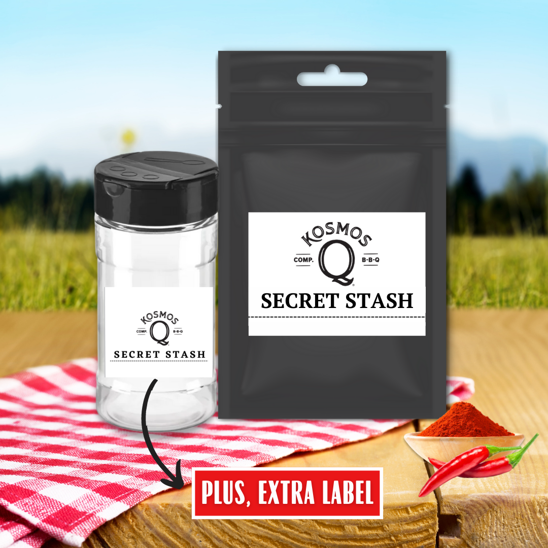 Kosmo's Q Barbecue Rubs Single Bag + Empty Shaker + Extra Label The Kosmos Q Lab Secret Stash: Cherrywood Smoked Chipotle Rub