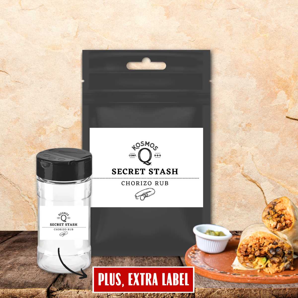 Kosmo's Q Barbecue Rubs Single Bag + Empty Shaker + Extra Label The Kosmos Q Lab Secret Stash: Chorizo Rub