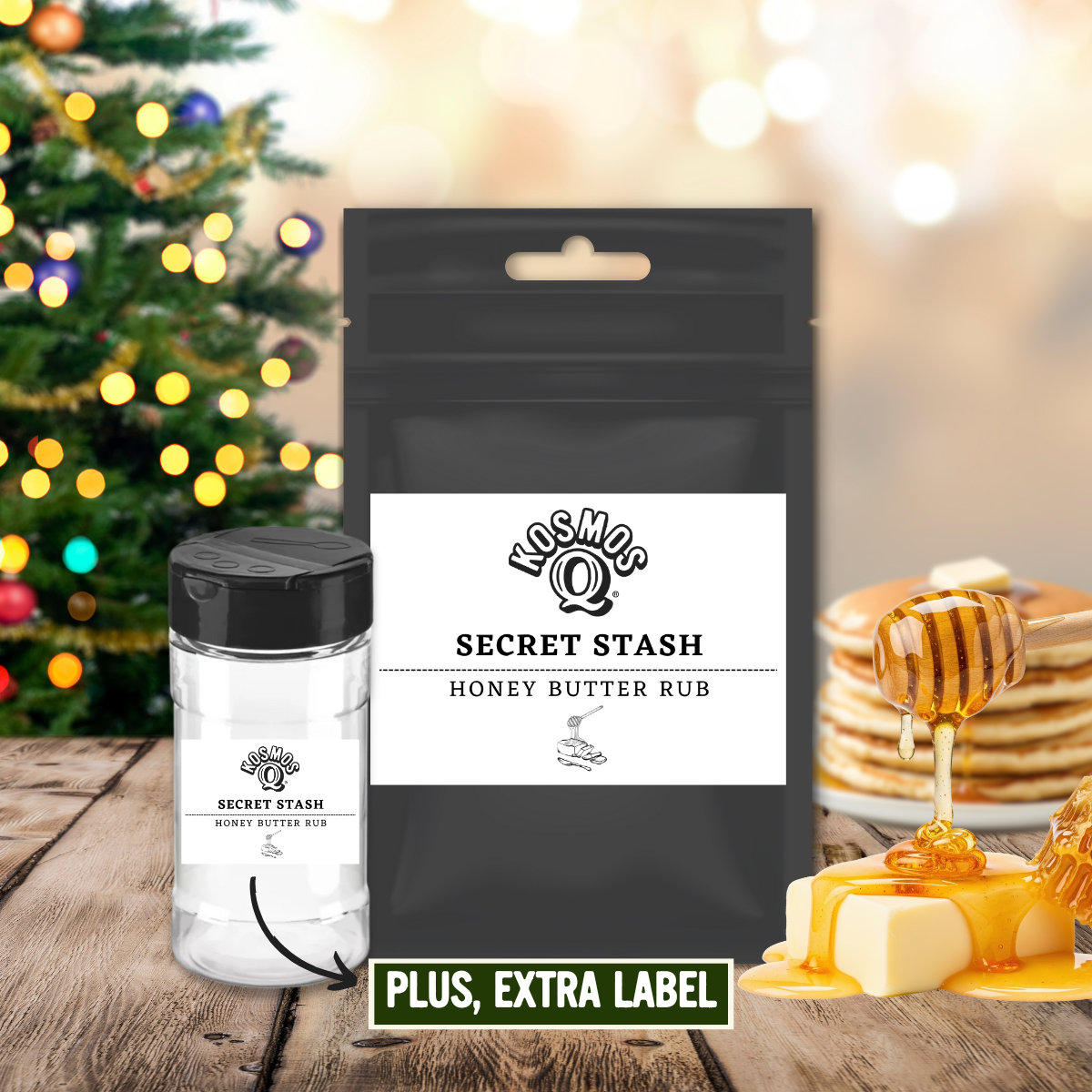Kosmo's Q Barbecue Rubs Single Bag + Empty Shaker + Extra Label The Kosmos Q Lab Secret Stash: Honey Butter Rub