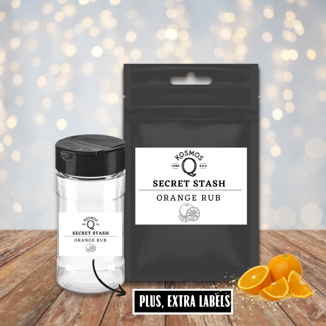 Kosmo's Q Barbecue Rubs Single Bag + Empty Shaker + Extra Label The Kosmos Q Lab Secret Stash: Orange Rub