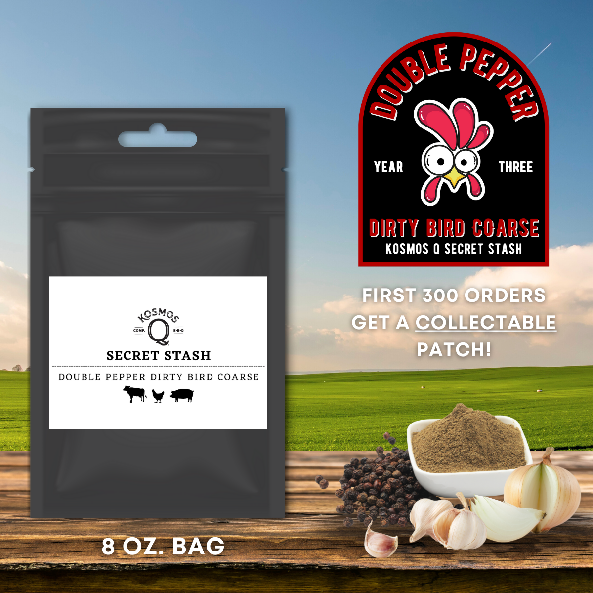 Kosmo&#39;s Q Barbecue Rubs Single Bag The Kosmos Q Lab Secret Stash: Double Pepper Dirty Bird COARSE