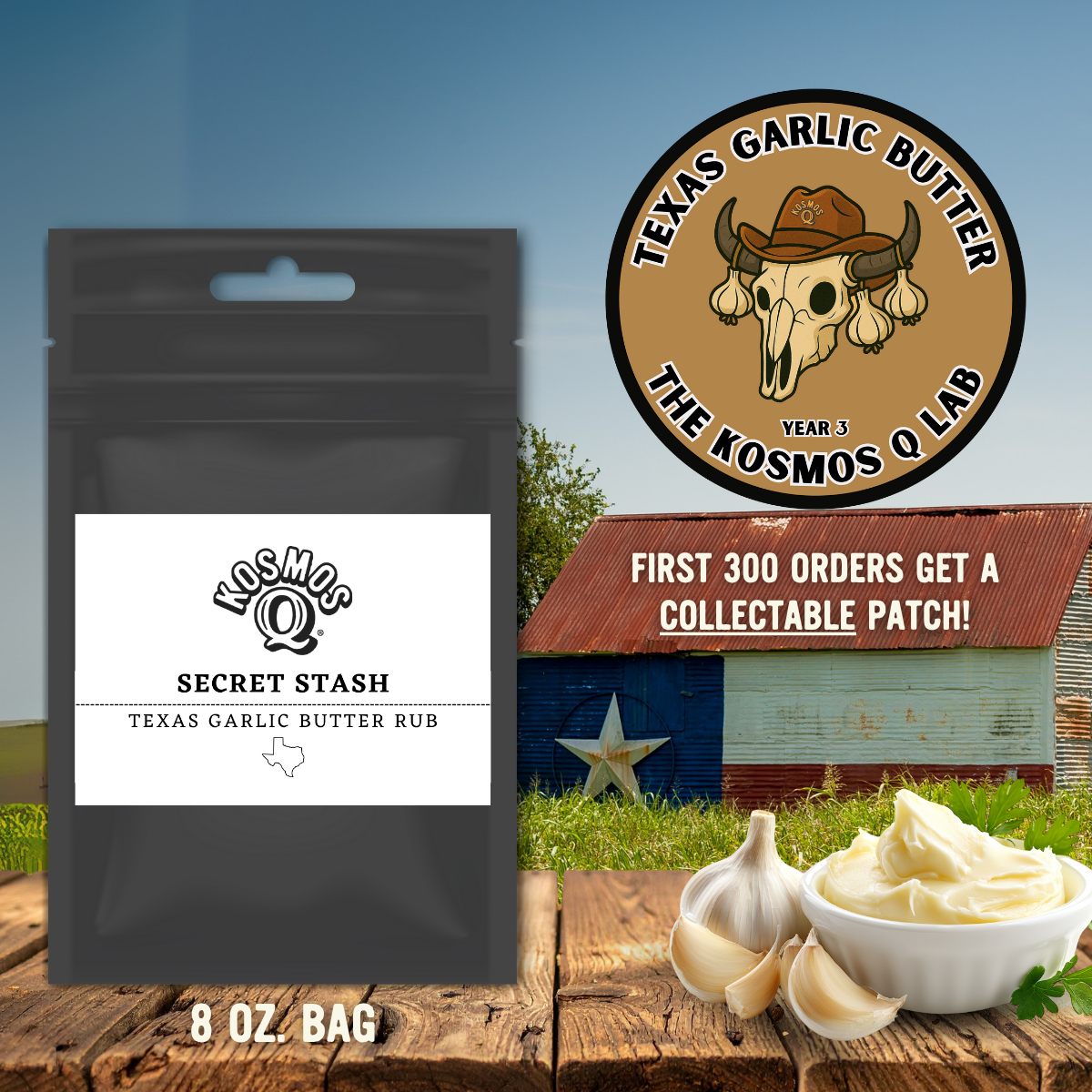 Kosmo's Q Barbecue Rubs Single Bag The Kosmos Q Lab Secret Stash: Texas Garlic Butter Rub