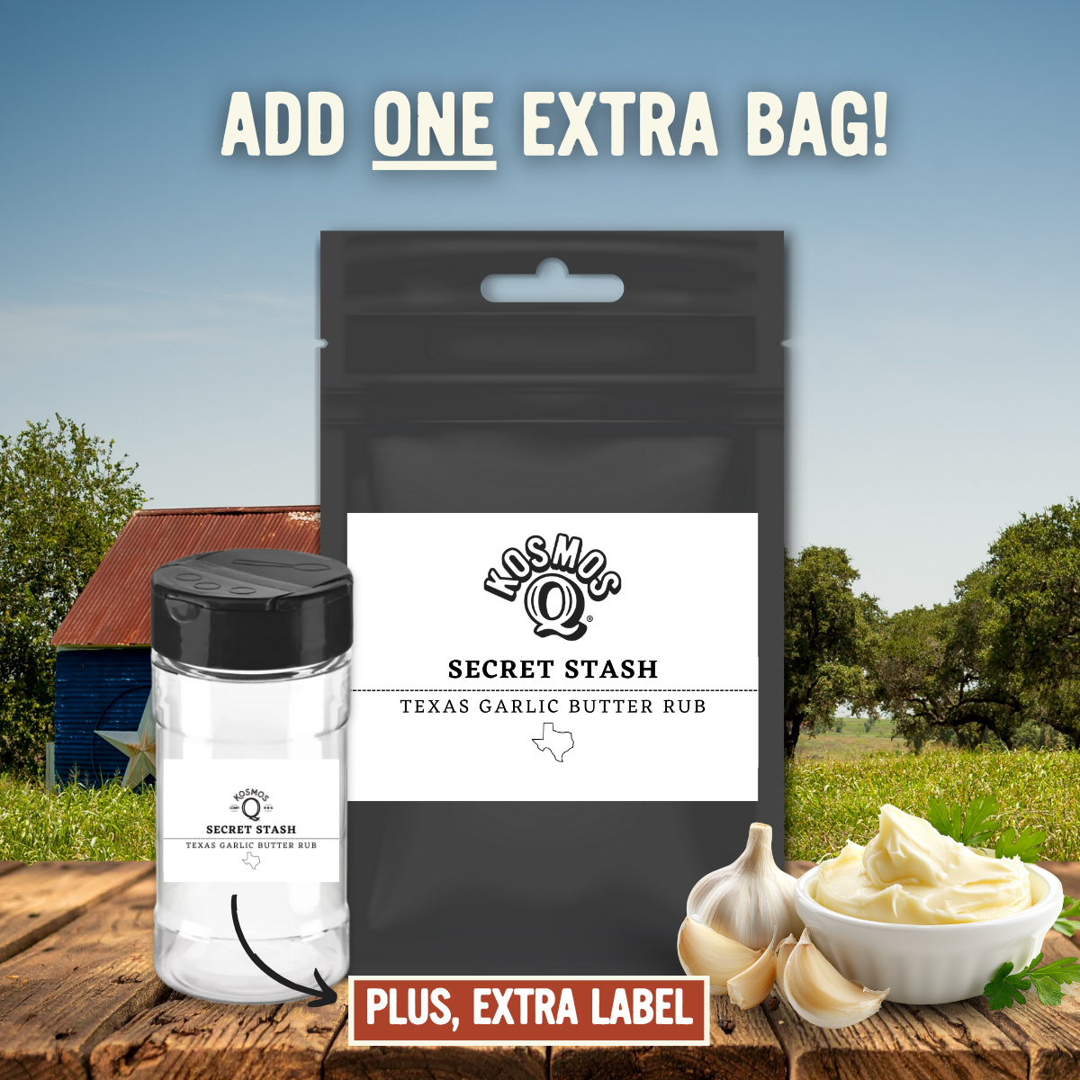 Kosmo's Q Barbecue Rubs The Kosmos Q Lab Texas Garlic Butter Rub - DOUBLE YOUR ORDER!