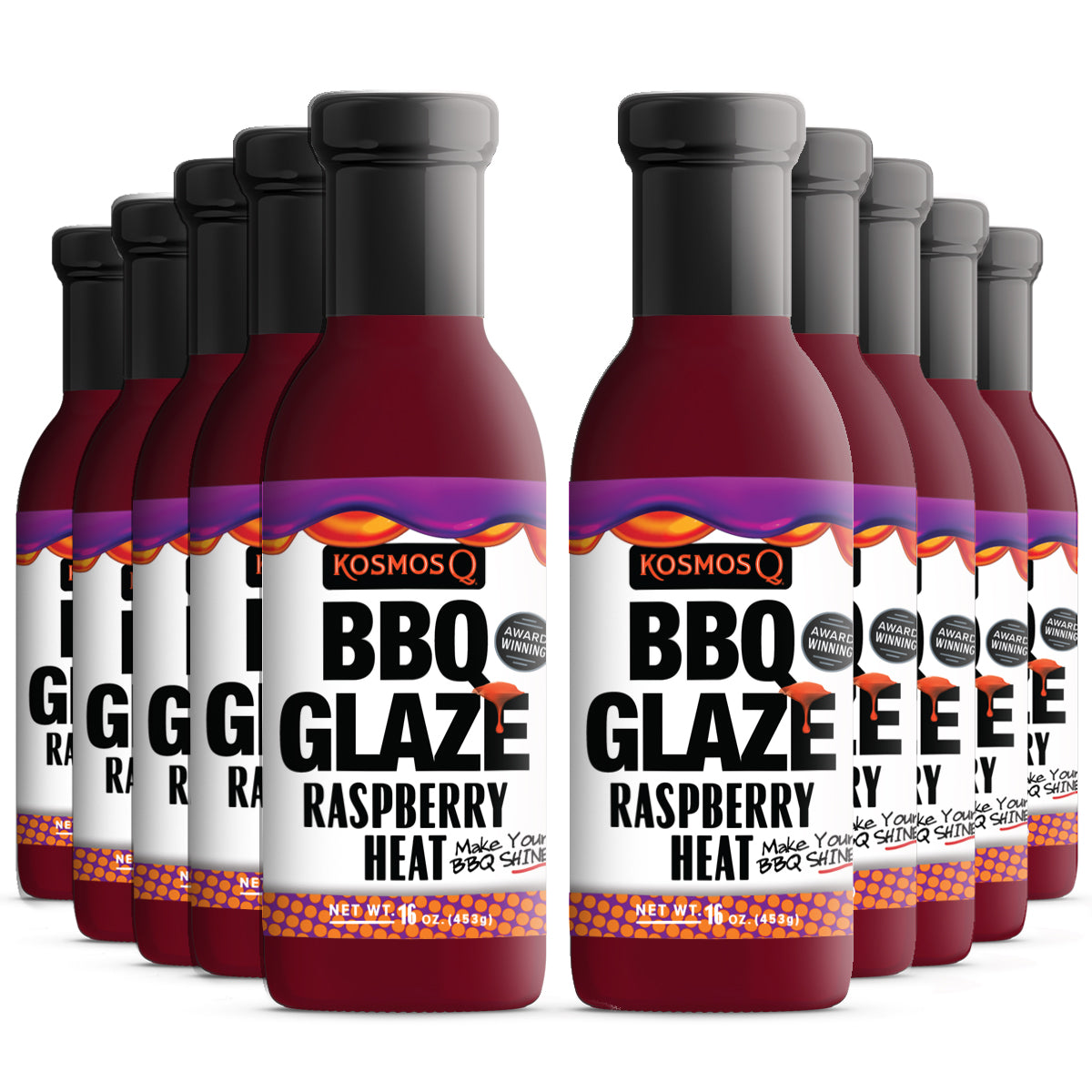 Kosmo&#39;s Q BBQ Glaze 10 Pack Raspberry Heat BBQ Glaze