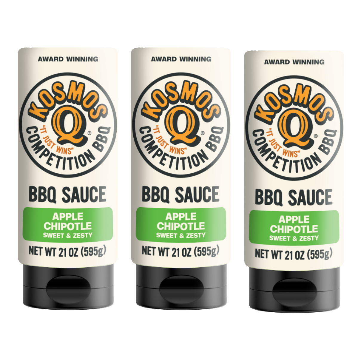 Kosmo's Q BBQ Sauce 3 Pack Sweet Apple Chipotle BBQ Sauce