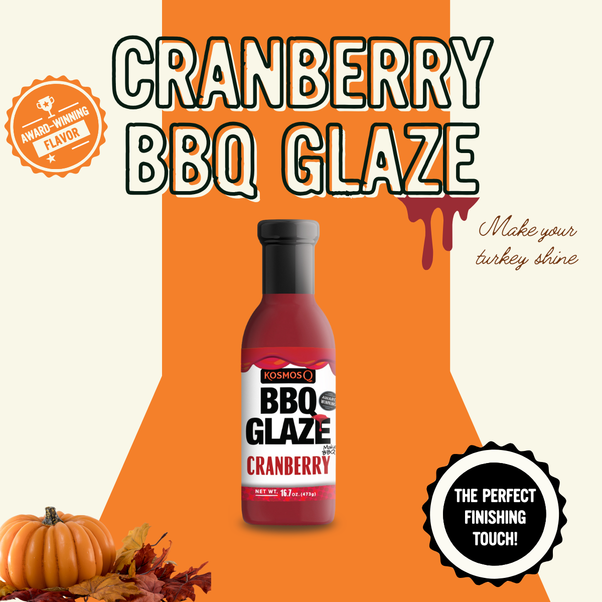 Kosmo's Q Rib Glaze™ Single Bottle Cranberry BBQ Glaze™