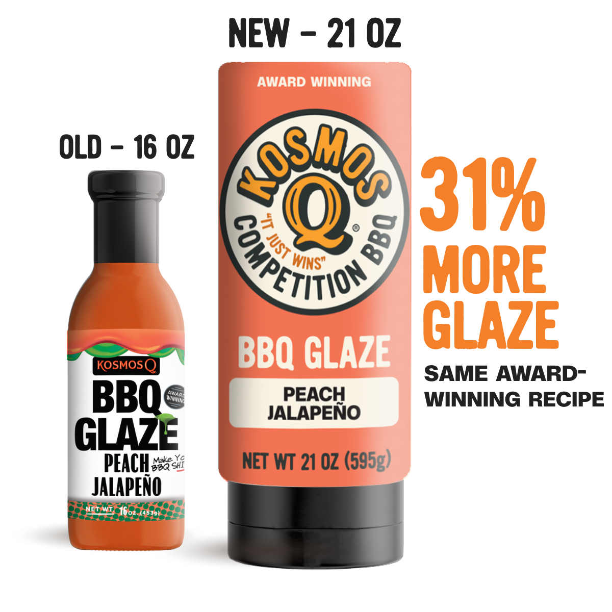 Kosmo's Q Rib Glaze™ Single Bottle Peach Jalapeno BBQ Glaze