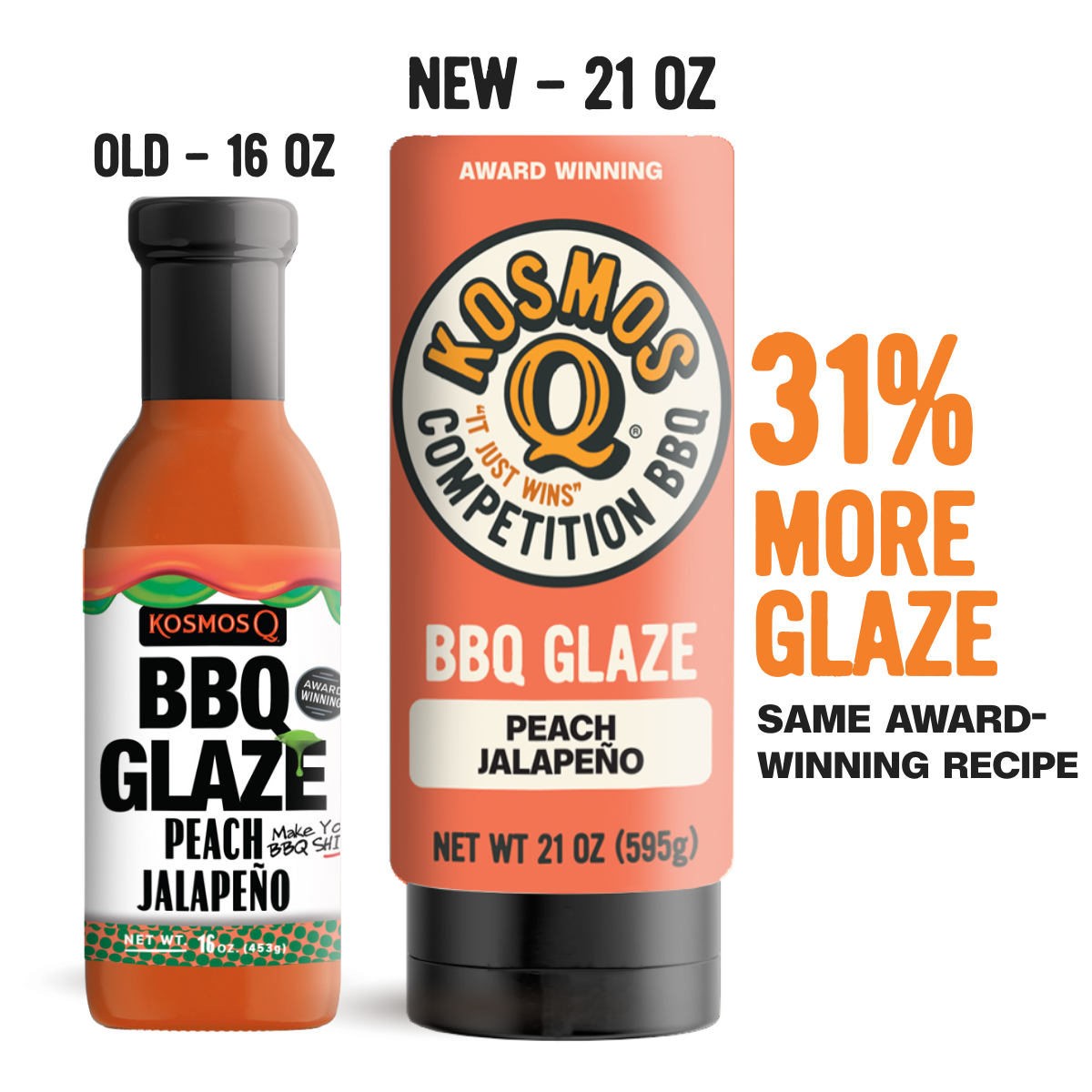 Kosmo's Q Rib Glaze™ Single Bottle Peach Jalapeno BBQ Glaze