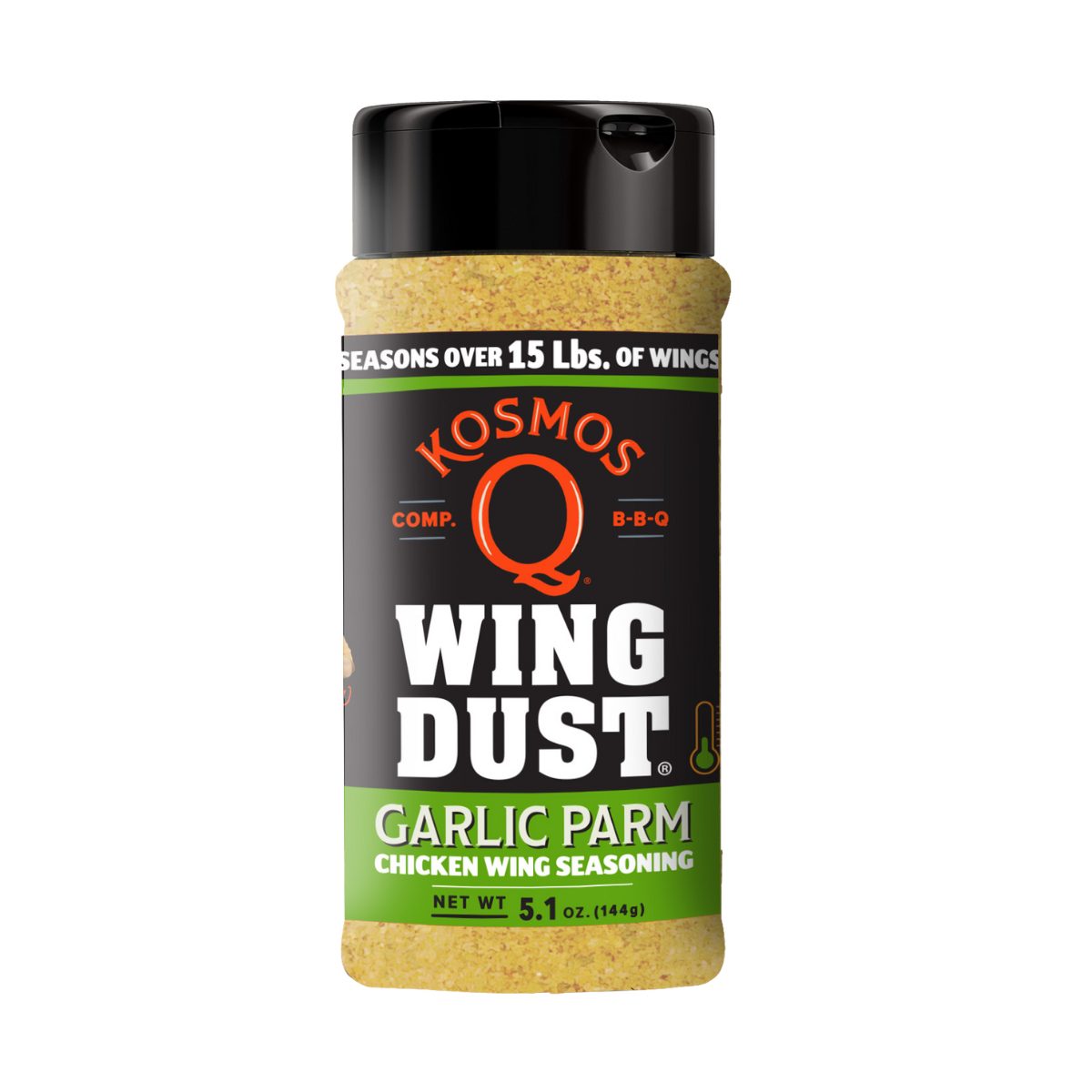 Kosmo&#39;s Q Wing Dust® Single Shaker Garlic Parm Wing Seasoning