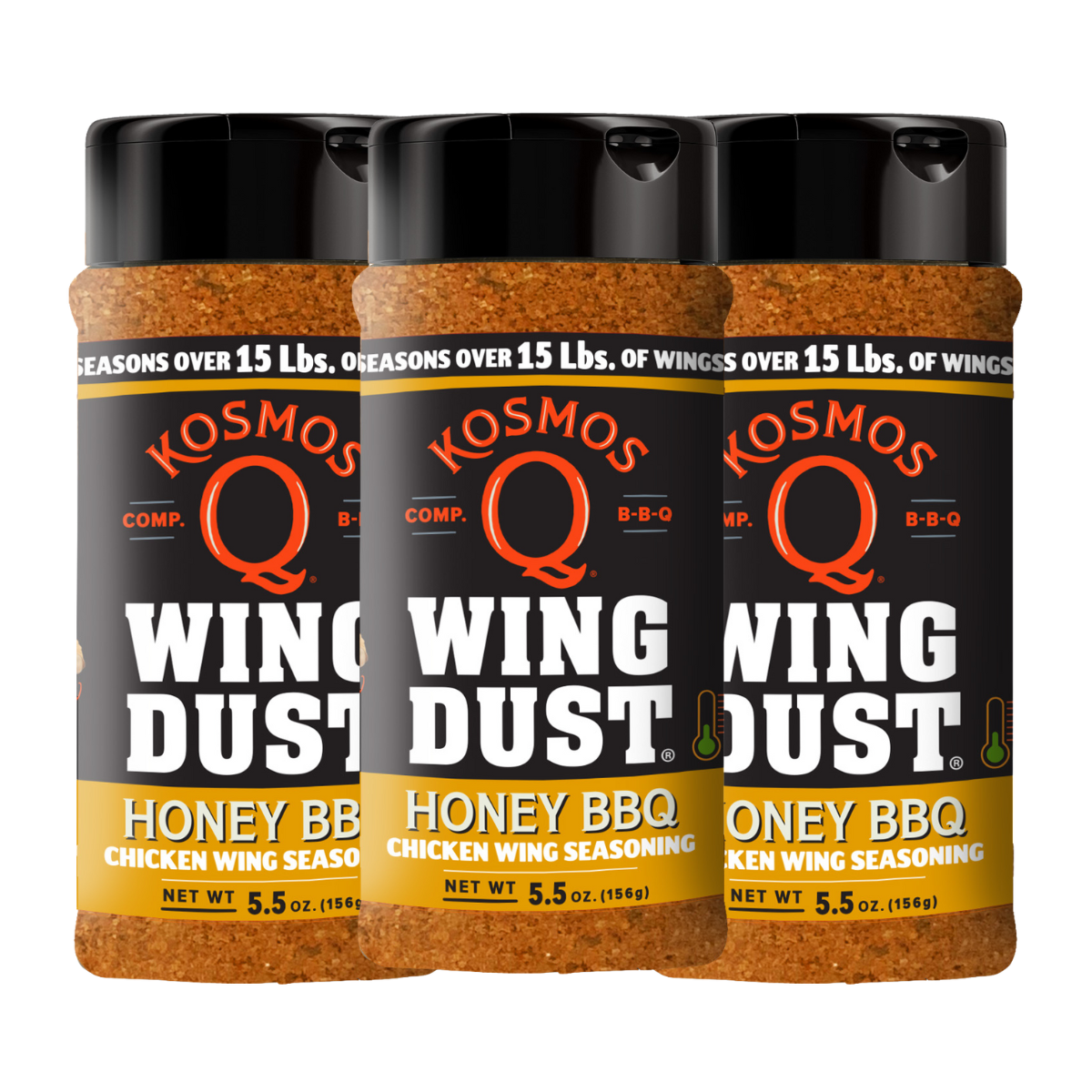 Kosmo&#39;s Q Wing Dust® Three Shakers Honey Barbecue Wing Seasoning