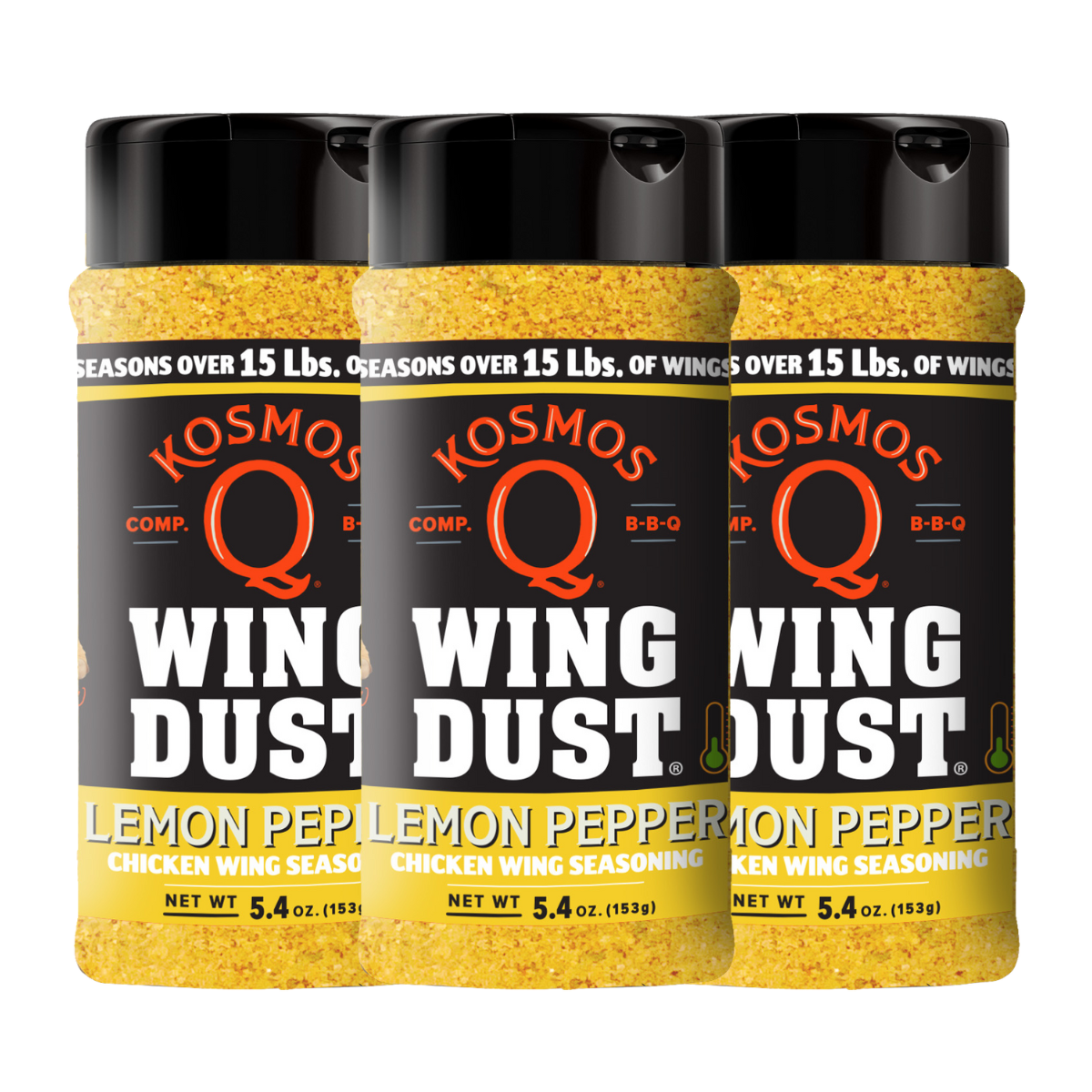 Kosmo&#39;s Q Wing Dust® Three Shakers Lemon Pepper Wing Seasoning