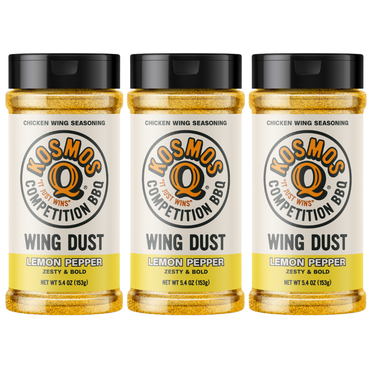 Kosmo&#39;s Q Wing Dust® Three Shakers Lemon Pepper Wing Seasoning