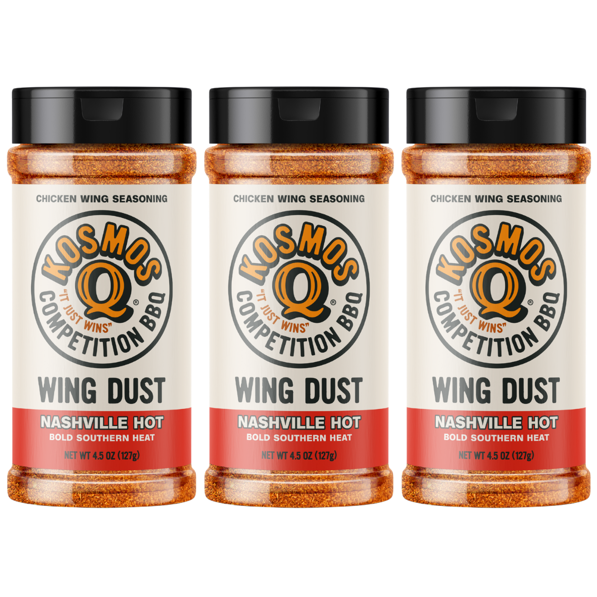 Kosmo's Q Wing Dust® Three Shakers Nashville Hot Wing Seasoning