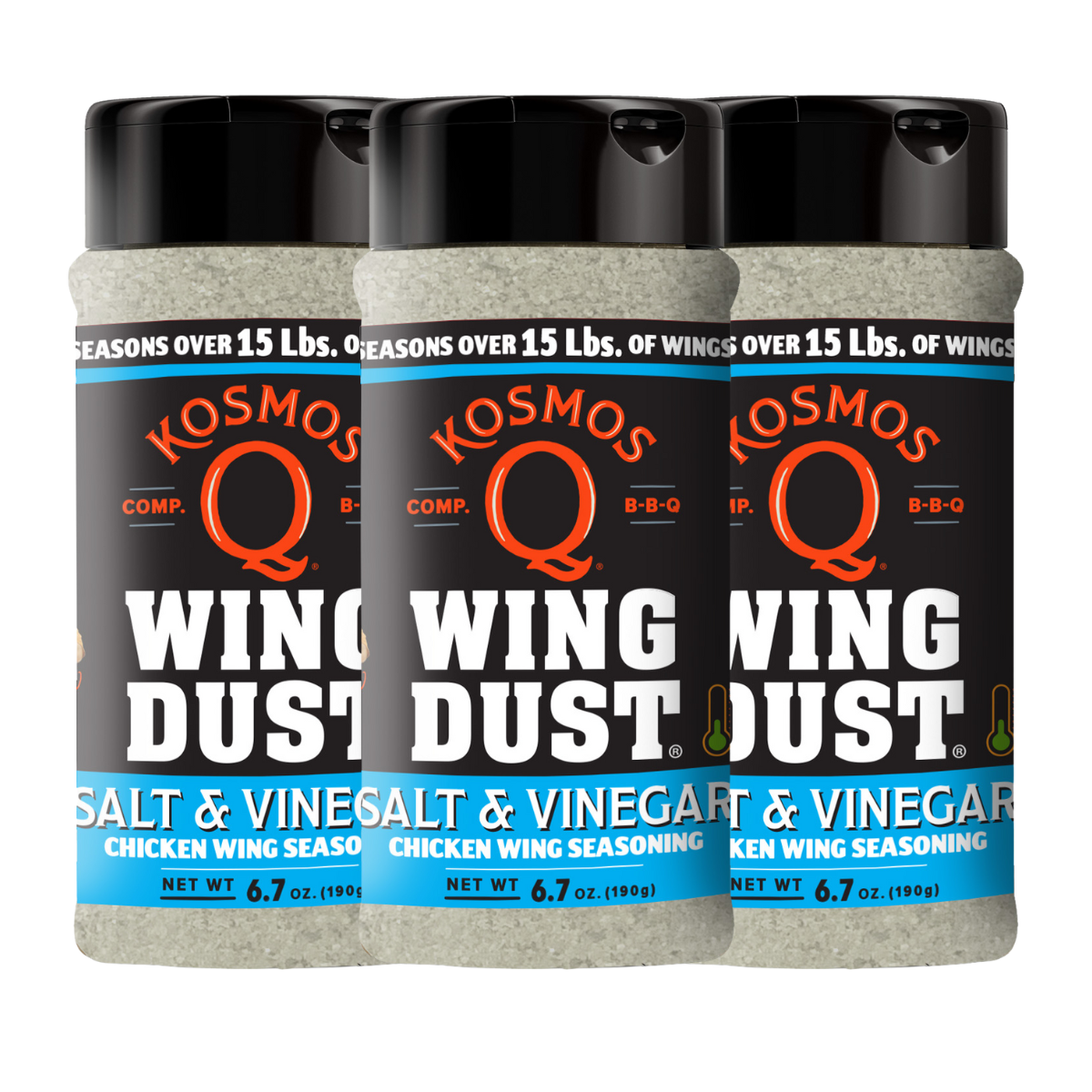 Kosmo&#39;s Q Wing Dust® Three Shakers Salt &amp; Vinegar Wing Seasoning