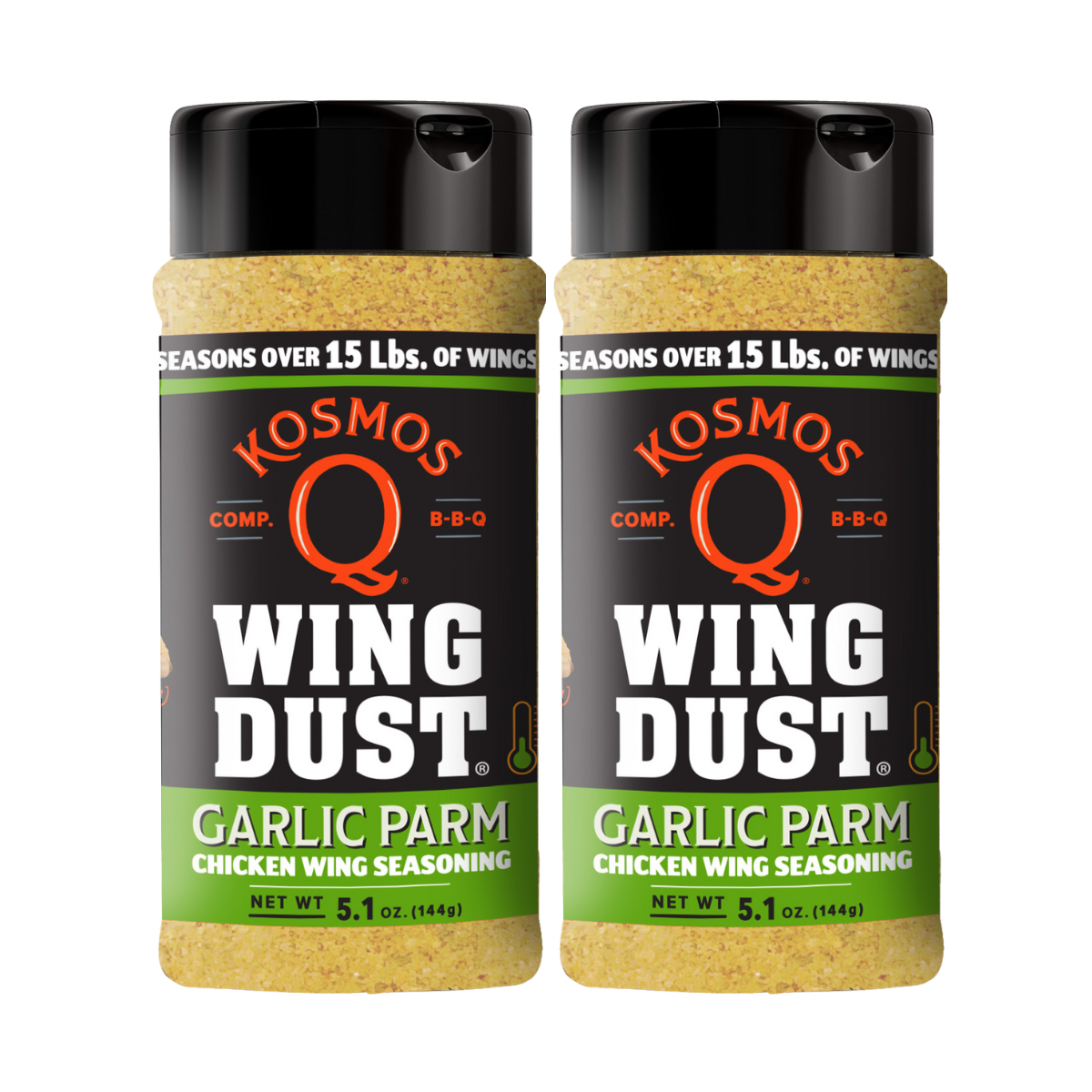 Kosmo&#39;s Q Wing Dust® Two Shakers Garlic Parm Wing Seasoning