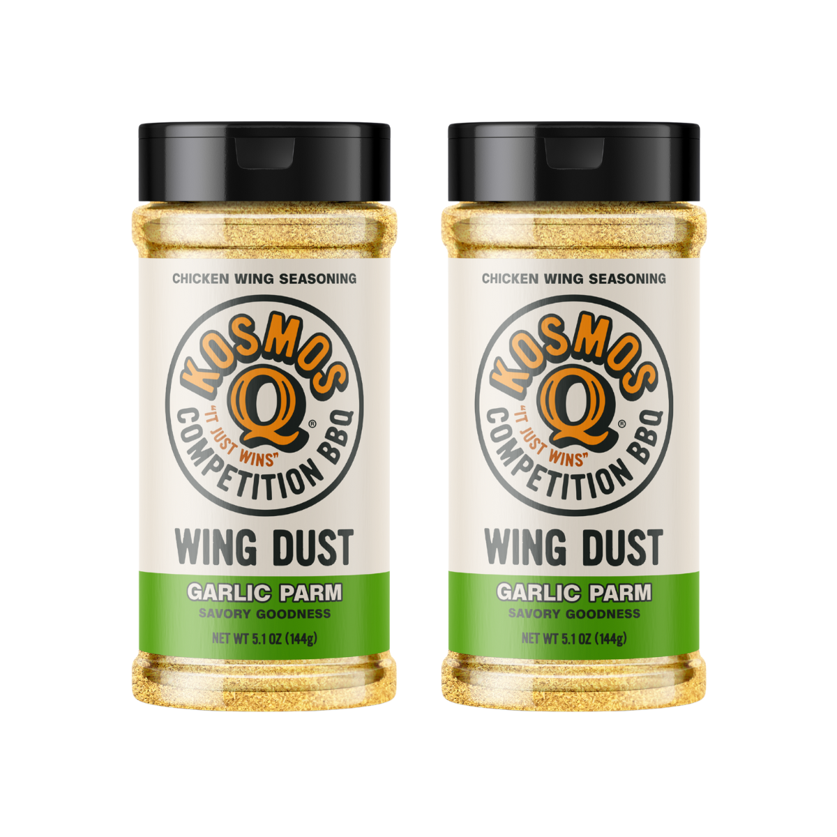 Kosmo&#39;s Q Wing Dust® Two Shakers Garlic Parm Wing Seasoning