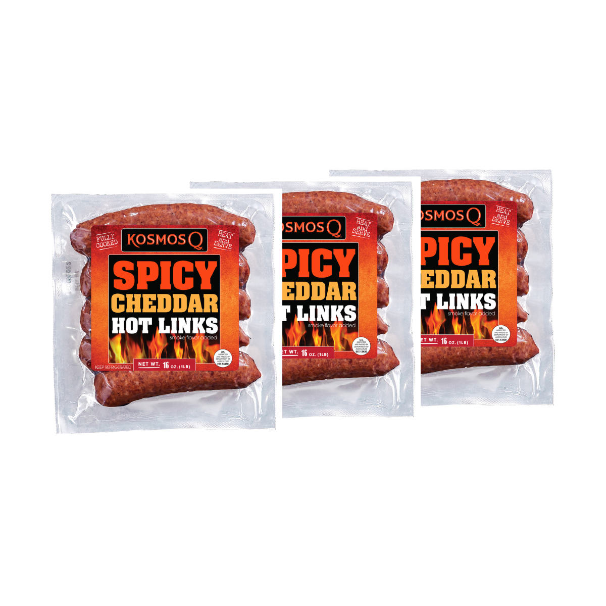 Mountain View Three Pack STOCK UP &amp; SAVE! Kosmos Q Spicy Cheddar Hot Link
