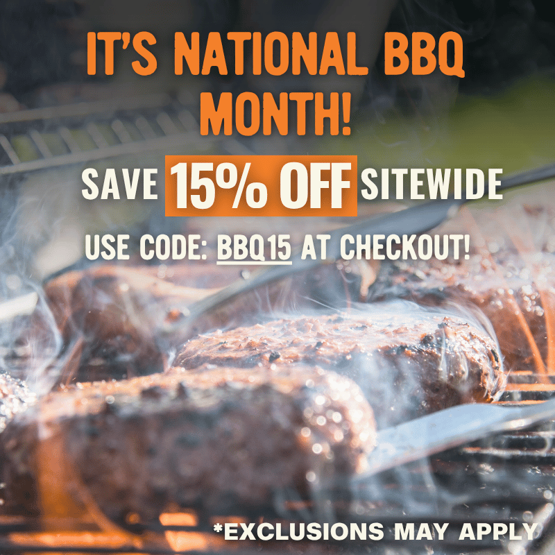 National BBQ Month 15% off use code BBQ15