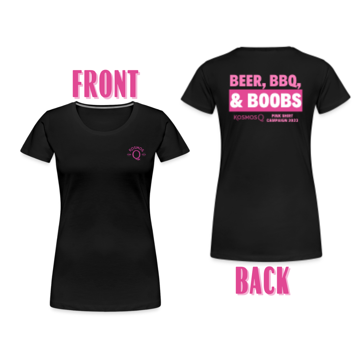 BBQ, Brews, & Boobs Women's Fit T-Shirt - Pink Shirt Campaign 2023