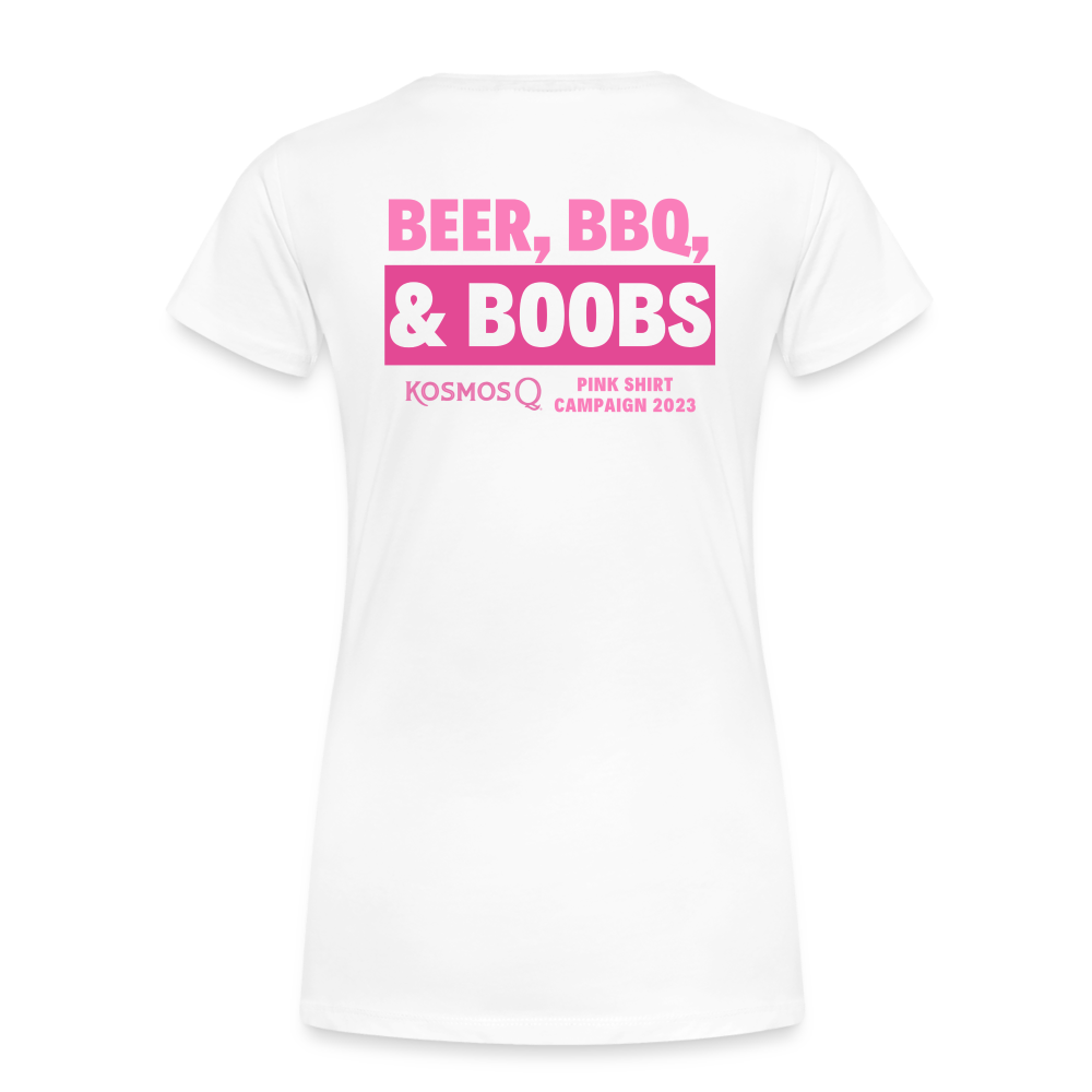BBQ, Brews, & Boobs Women's Fit T-Shirt - Pink Shirt Campaign 2023 - Kosmos  Q BBQ Products & Supplies