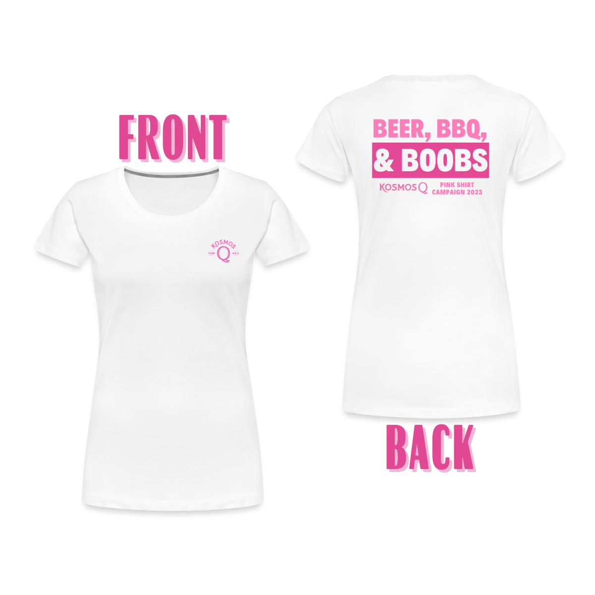 BBQ, Brews, & Boobs Women's Fit T-Shirt - Pink Shirt Campaign 2023