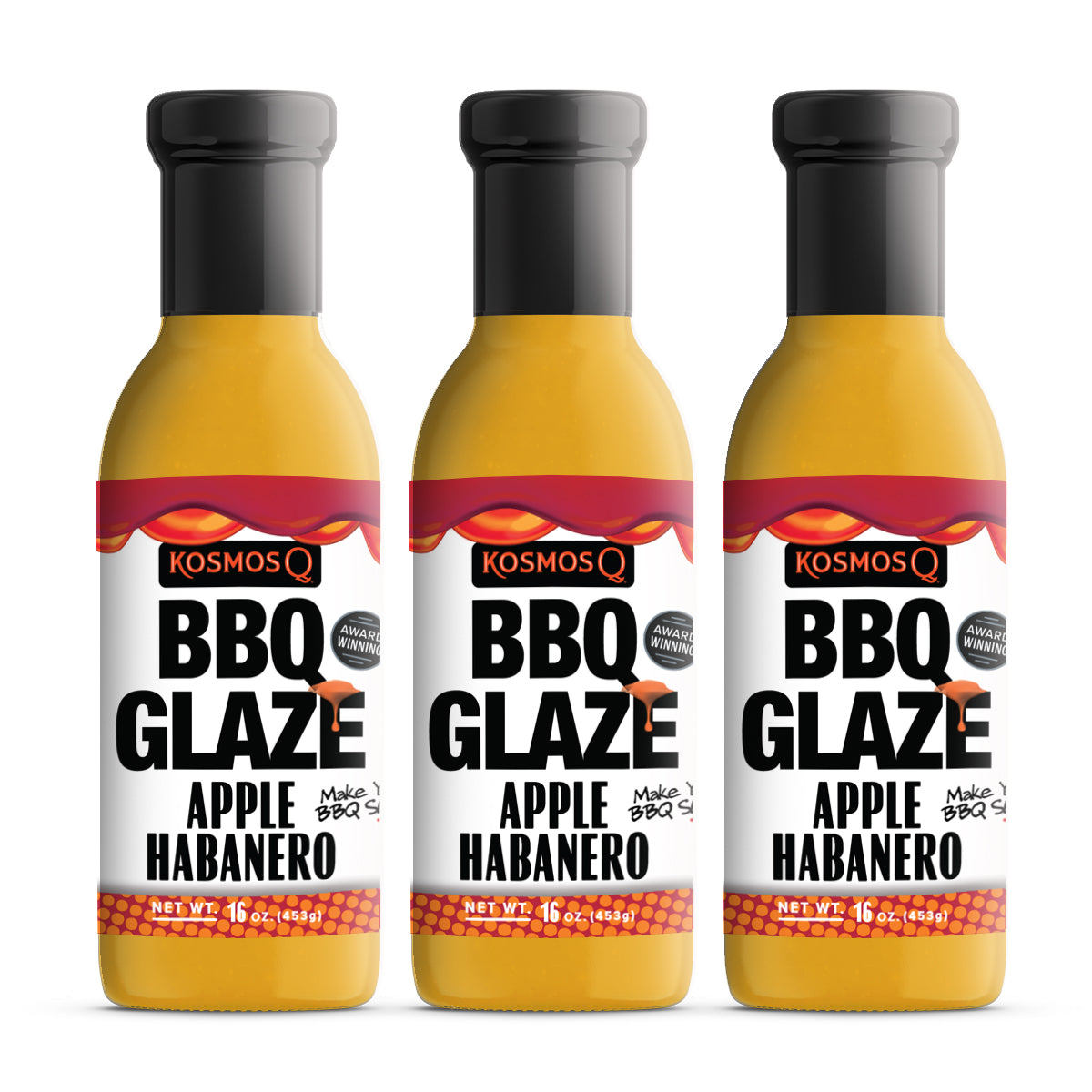 Kosmo&#39;s Q BBQ Glaze 3 Pack Apple Habanero BBQ Glaze