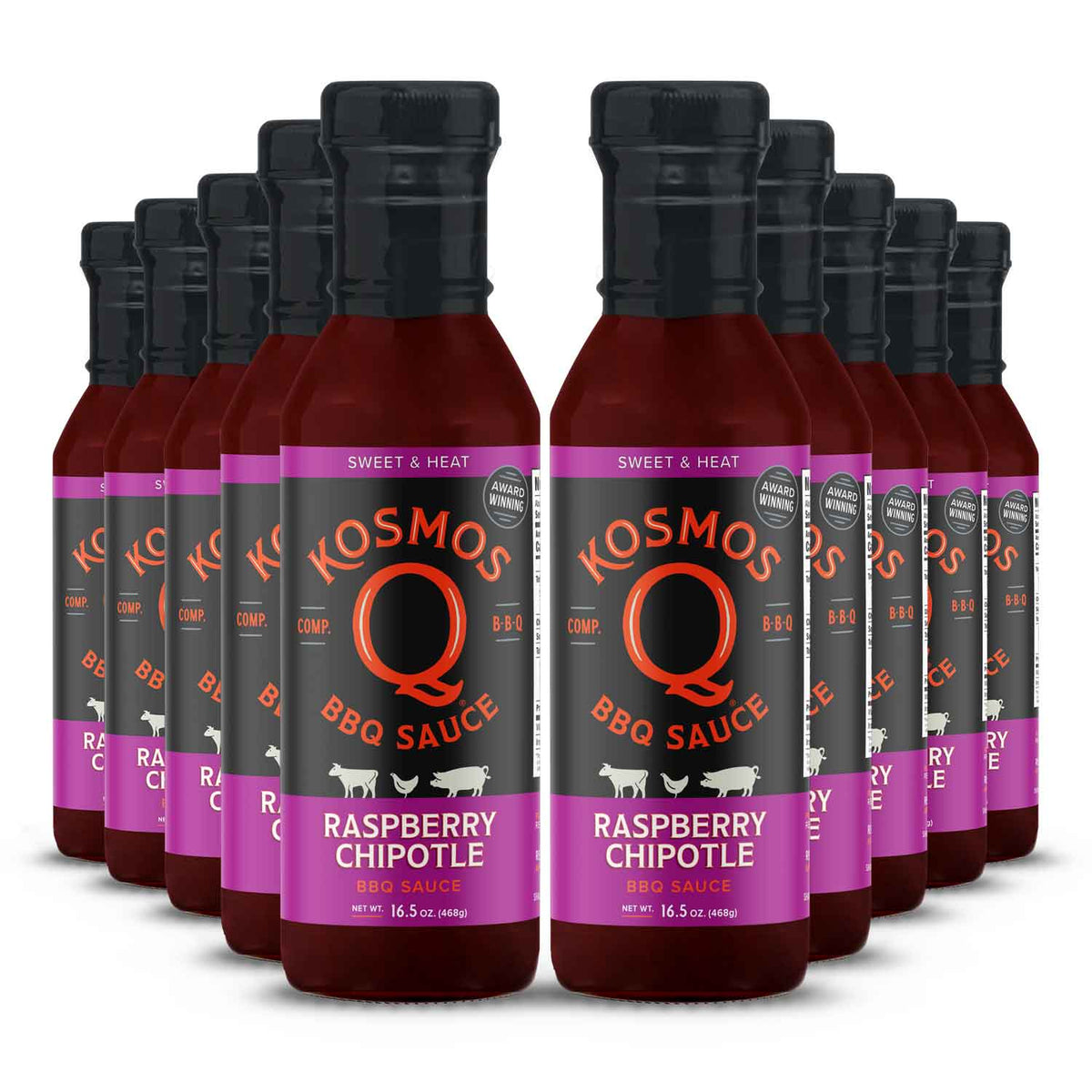 Kosmo&#39;s Q BBQ Sauce 10 Pack Raspberry Chipotle BBQ Sauce