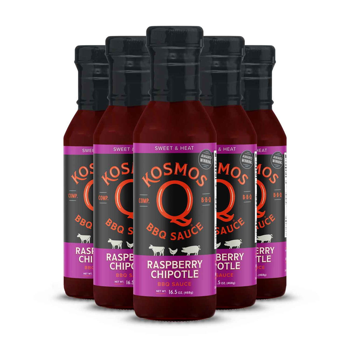 Kosmo&#39;s Q BBQ Sauce 5 Pack Raspberry Chipotle BBQ Sauce