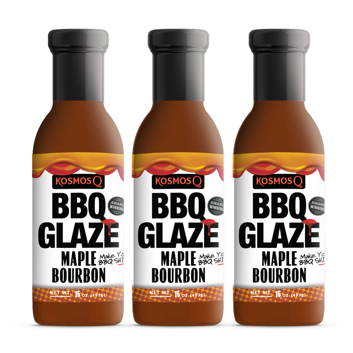 Kosmo&#39;s Q Rib Glaze™ 3 Pack Maple Bourbon BBQ Glaze