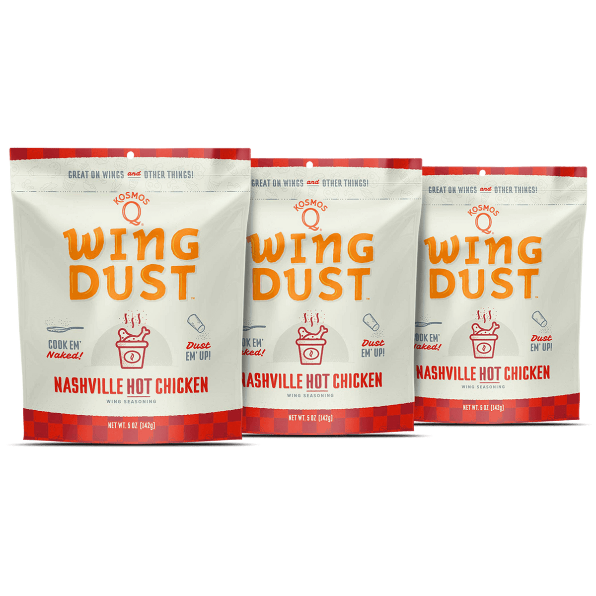 Kosmo&#39;s Q Wing Dust™ Three Bags Nashville Hot Wing Seasoning